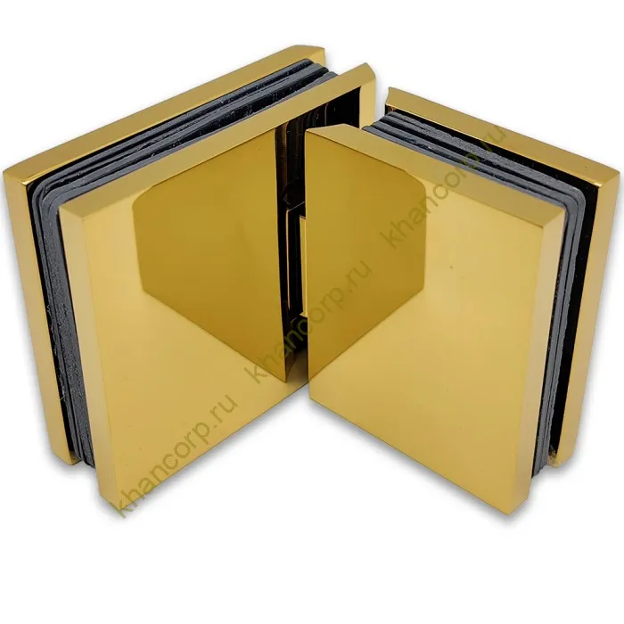 Петля Аврора FDP-181 стекло-стекло 180˚ с крышками, латунь/золото