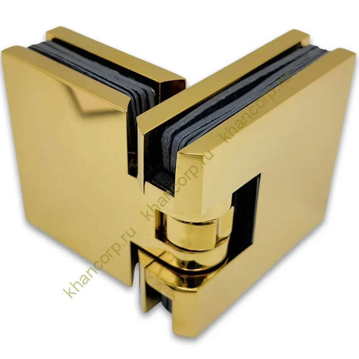 Петля Аврора FDP-181 стекло-стекло 180˚ с крышками, латунь/золото