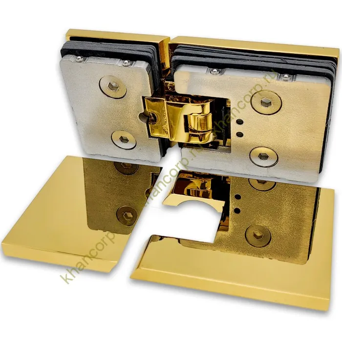 Петля Аврора FDP-181 стекло-стекло 180˚ с крышками, латунь/золото