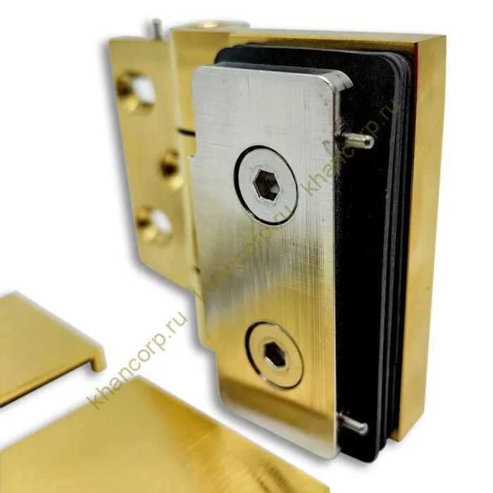 Петля Майя FDP-170 стена-стекло 90˚ открывание наружу, латунь/брашированное золото