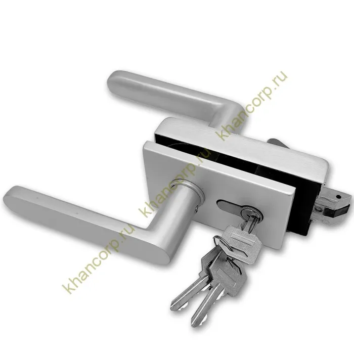 Замок FMZ-33.1 для межкомнатной двери из стекла, с притвором ключ/защелка, алюминий/анодированный