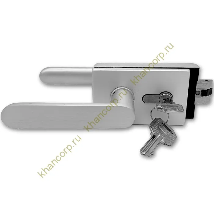 Замок FMZ-33.1 для межкомнатной двери из стекла, с притвором ключ/защелка, алюминий/анодированный