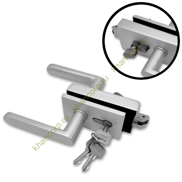 Замок FMZ-33.1 для межкомнатной двери из стекла, с притвором ключ/защелка, алюминий/анодированный