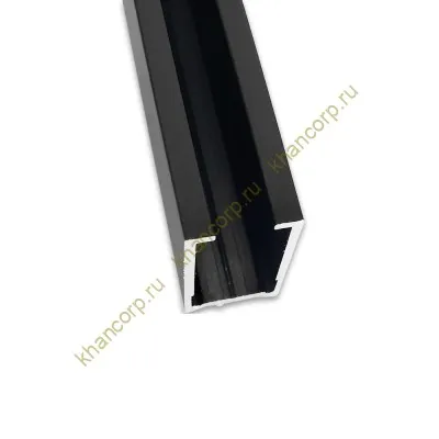 Профиль черный FDPA-54.3 опорный БЕЗ УПЛОТНИТЕЛЯ 30х17х2 под стекло 8 мм, 3 м, алюминий/черный