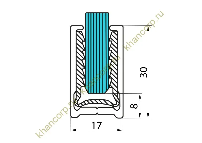 Профиль черный FDPA-54.3 опорный БЕЗ УПЛОТНИТЕЛЯ 30х17х2 под стекло 8 мм, 3 м, алюминий/черный