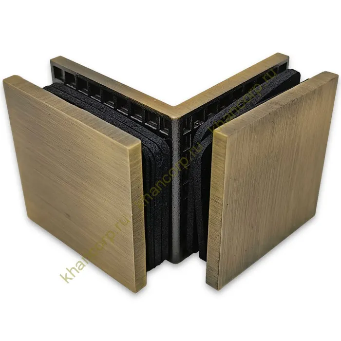 Коннектор Альфа FDK-14 стекло-стекло 90˚ нержавейка/бронза