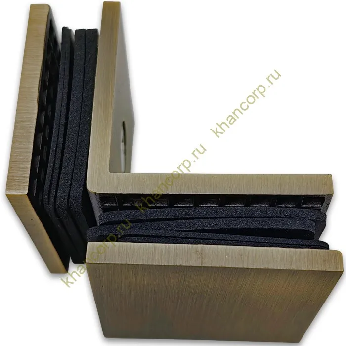 Коннектор Альфа FDK-14 стекло-стекло 90˚ нержавейка/бронза