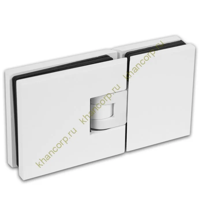 Петля Аврора FDP-181 стекло-стекло 180˚ с крышками, латунь/белый