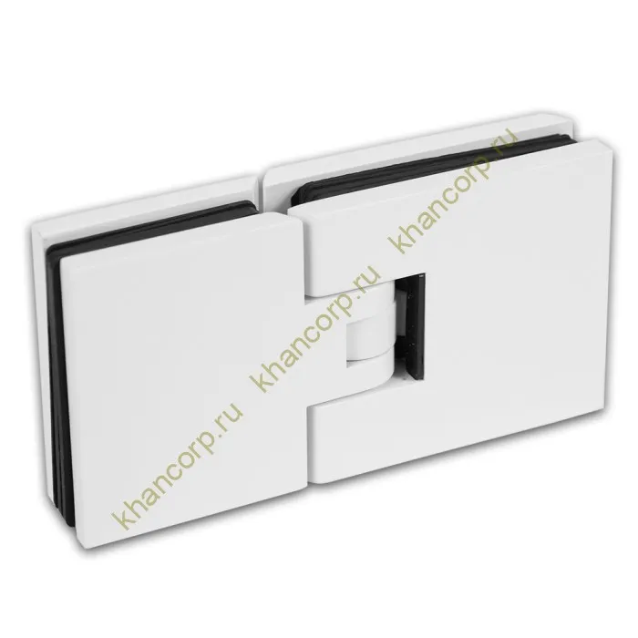 Петля Аврора FDP-181 стекло-стекло 180˚ с крышками, латунь/белый