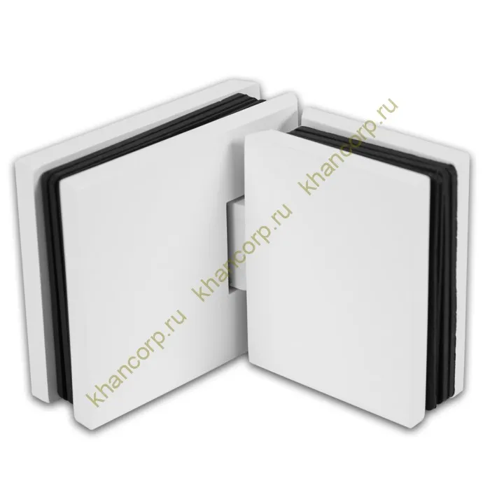 Петля Аврора FDP-181 стекло-стекло 180˚ с крышками, латунь/белый