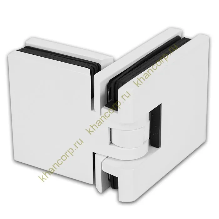 Петля Аврора FDP-181 стекло-стекло 180˚ с крышками, латунь/белый