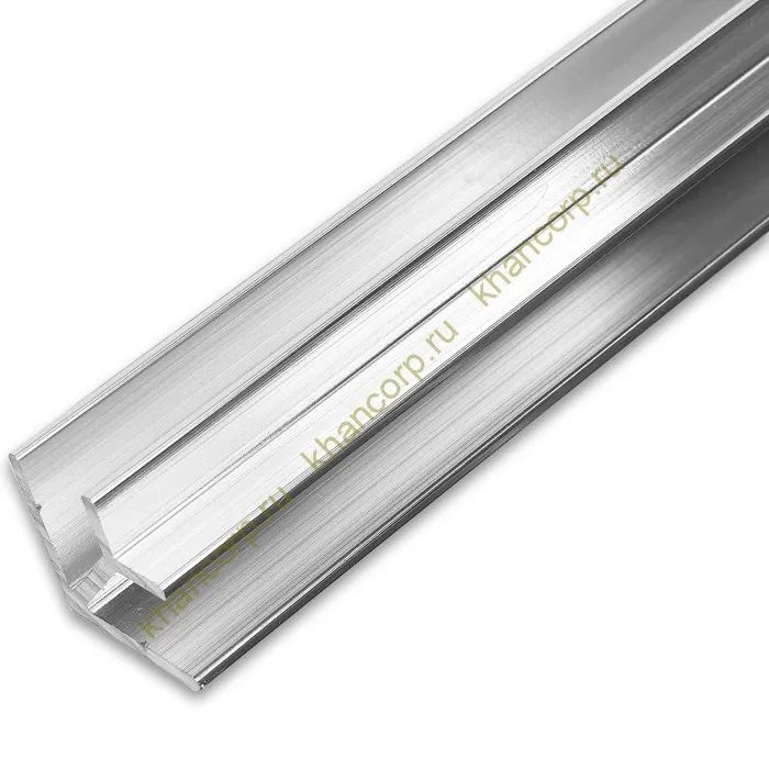 Угловой опорный профиль FDPA-57.3, 90°,19х19х12,5х1,75 мм под стекло 8 мм, 3 м, алюминий/полированный