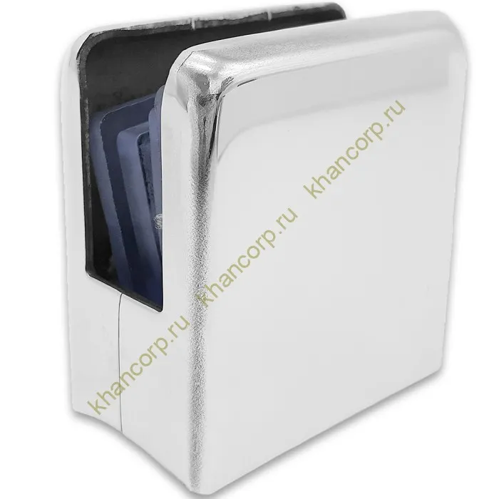 Крепление стекла FKK-87, 46х44 к круглой трубе Ø38, нержавейка/полированный