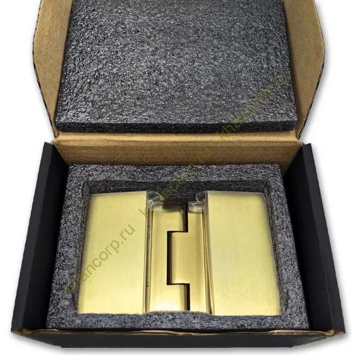 Петля Майя FDP-173 стекло-стекло 135˚-180˚, латунь/брашированное золото