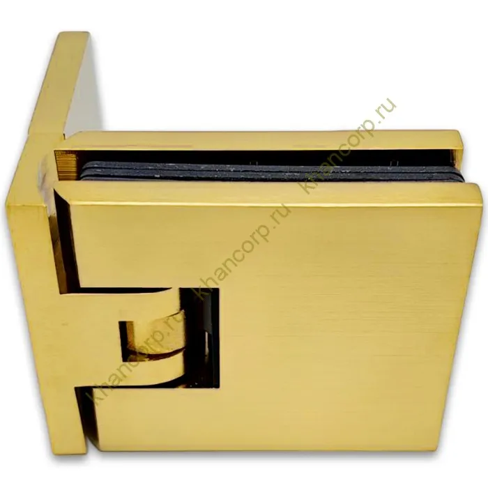 Петля Аврора FDP-180 стена-стекло 90˚ с крышками, латунь/брашированное золото