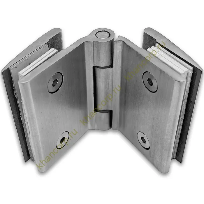 Петля Европа FDP-117 с обратной осью стекло-стекло 180˚ без крышек, нержавейка/матовый