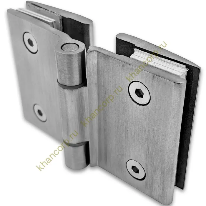 Петля Европа FDP-117 с обратной осью стекло-стекло 180˚ без крышек, нержавейка/матовый