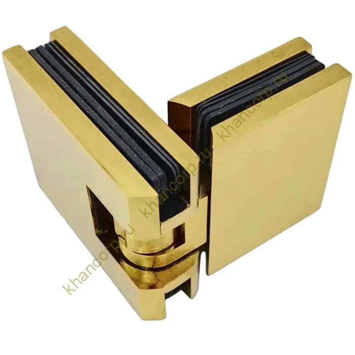 Петля Аврора FDP-181 стекло-стекло 180˚ с крышками, латунь/брашированное золото