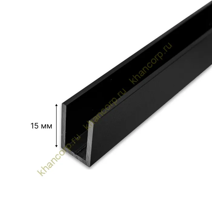 Профиль опорный FDPA-52.22, 15х12х1,5 мм под стекло 8 мм, 2,2 м, алюминий/черный