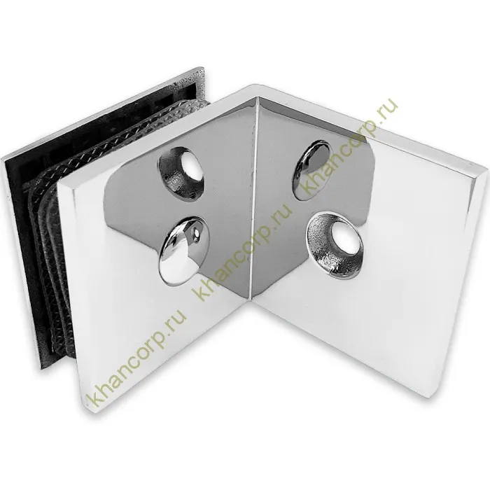 Коннектор Бета β FDK-23 стена-стекло 90˚ с пластиной, нержавейка/полированный