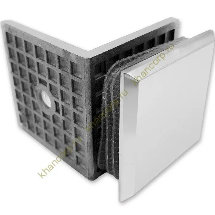 Коннектор Бета β FDK-23 стена-стекло 90˚ с пластиной, нержавейка/полированный