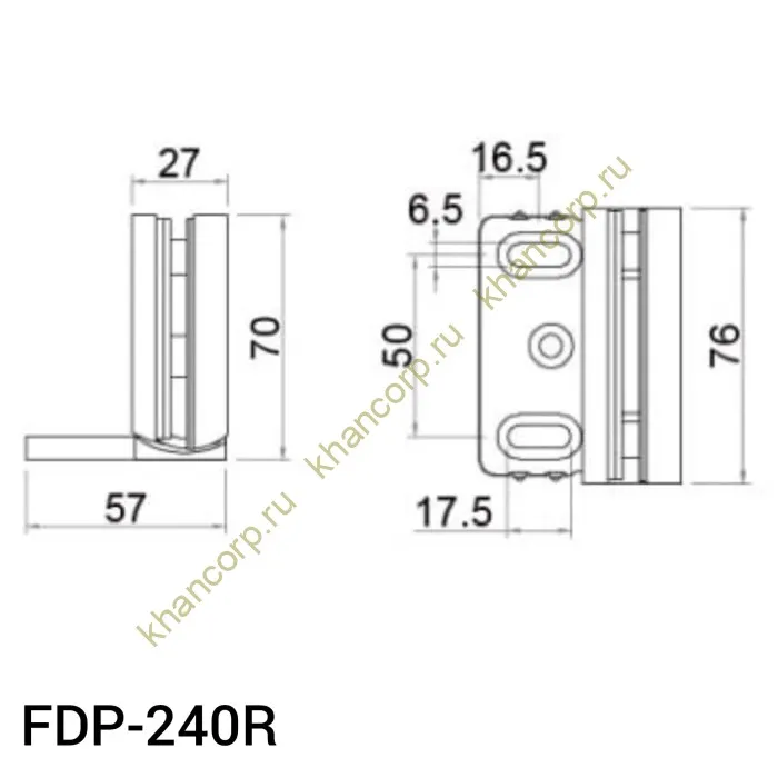 Петля Фурия FDP-240R стена-стекло 90° правая, с подъемным механизмом, латунь/черный
