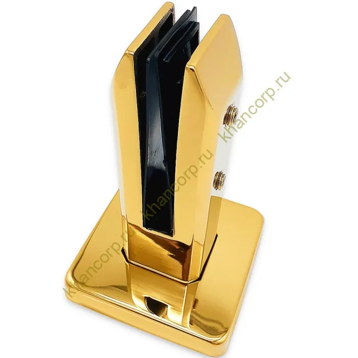 Стойка FOS-02 для стекла напольная 95х160 мм без сверления, нержавейка/золото