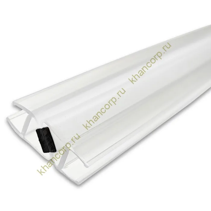 Уплотнитель узкопрофильный ПРЕМИУМ магнитный 90°, 180° прозрачный с белым магнитом 2.5 м под стекло 8 мм FDPP-812.8