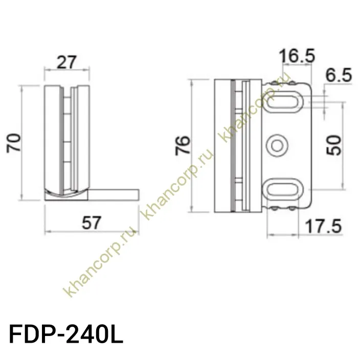 Петля Фурия FDP-240L стена-стекло 90° левая, с подъемным механизмом, латунь/хром