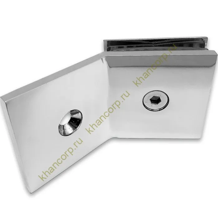 Коннектор Бета β FDK-27 стена-стекло 135˚ с пластиной, латунь/хром