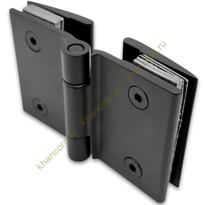 Петля Европа FDP-117 с обратной осью стекло-стекло 180˚ без крышек, нержавейка/черный