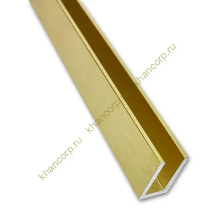 Профиль FDPA-51.22 п-образный 19х12х1,75 мм под стекло 8мм,2.2м, алюминий/брашированное золото