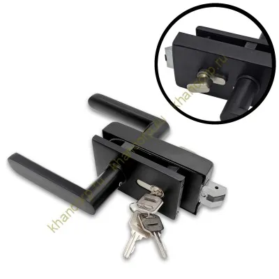 Замок FMZ-33.1 для межкомнатной двери из стекла, с притвором ключ/защелка, алюминий/черный