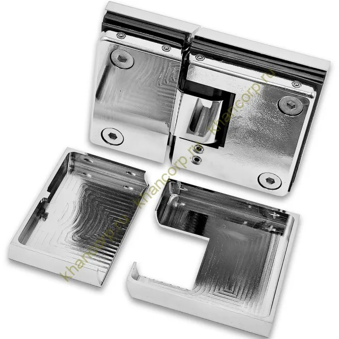 Петля Фурия FDP-242R стекло-стекло 180° правая, с подъемным механизмом, латунь/хром